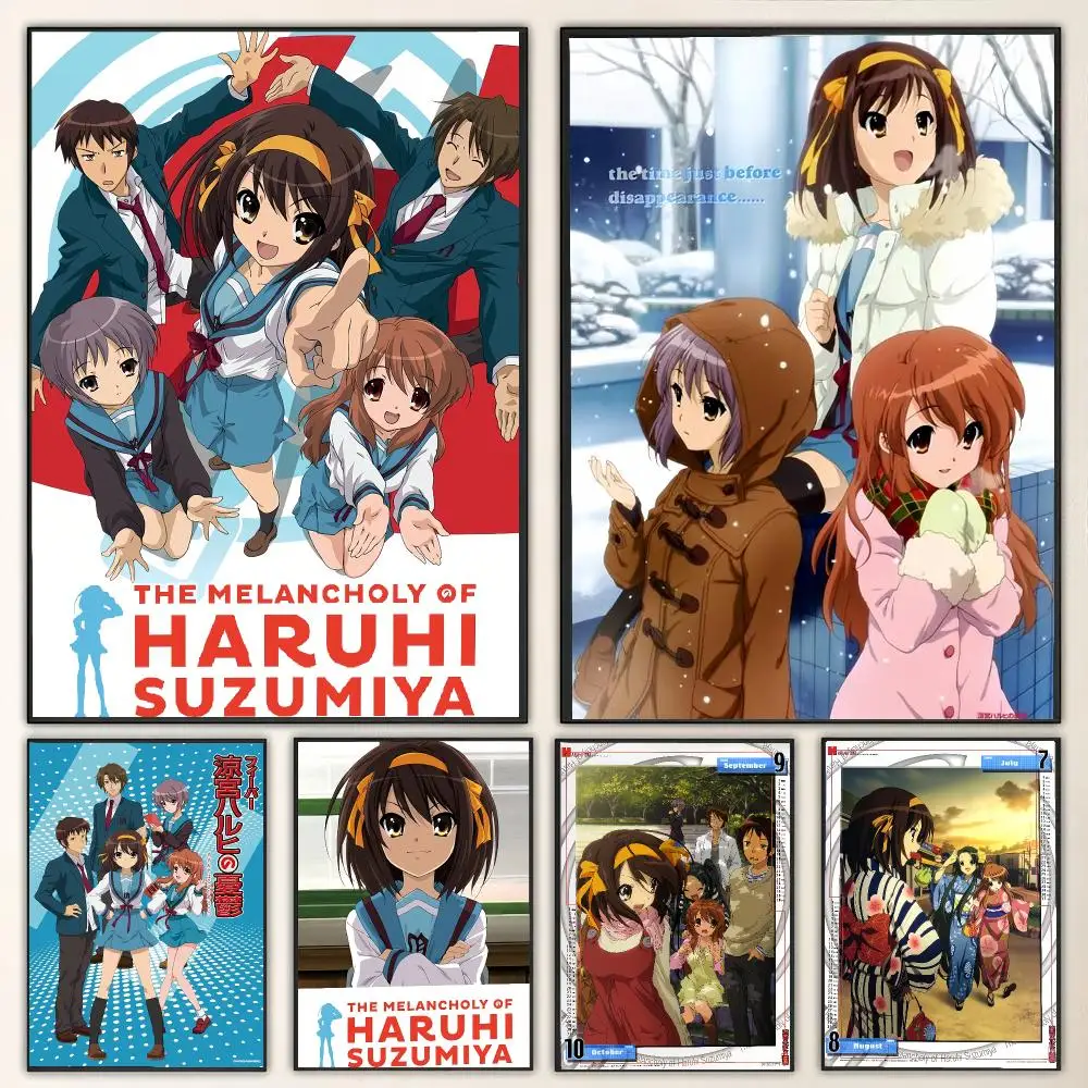 Anime The Melancholy of Haruhi Suzumiya Painting Calligraphy Canvas Poster Wall Art for Living Room Bedroom Cafe Decor Gift