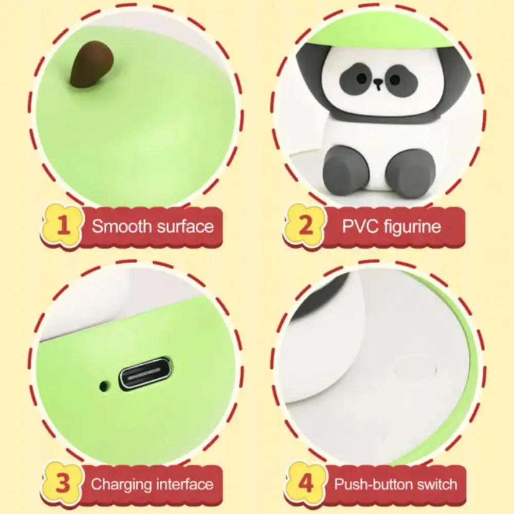 

USB перезаряжаемая настольная лампа с пандой, окружающий свет, милое моделирование, светодиодная прикроватная лампа, индивидуальный подарок, перезаряжаемый ночник