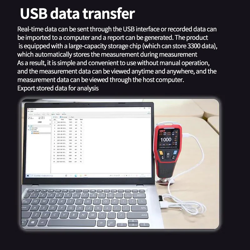 UNI-T Laagdiktemeter Ut343e Kleurenscherm Met Bluetooth Datatransmissie Voertuigverfmeter Fe/Nfe Verffilmtester