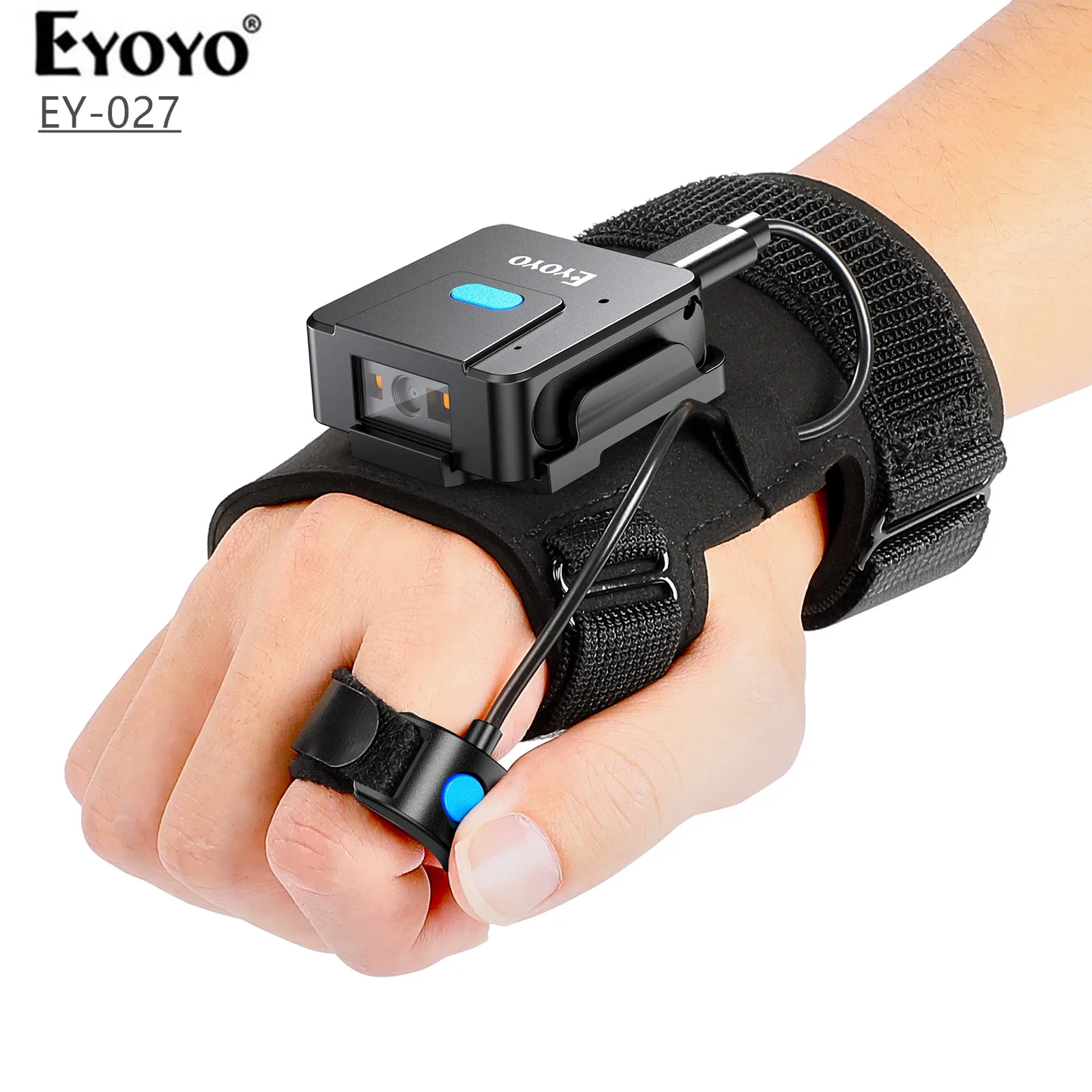 Eyoyo 2D Bluetooth Barcode Scanner Wearable Glove Scanner Left&Right Hand Wearable1D QR Patable Finger Wireless Bar Code Reader