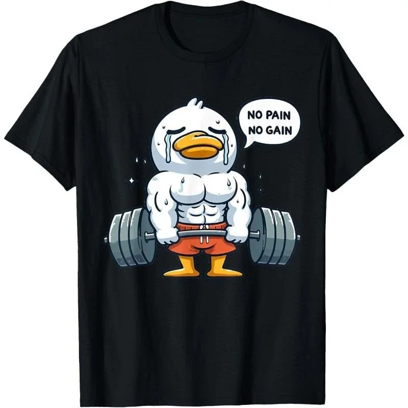 

Funny Duck Fitness Black T-shirt for Men Fun Humour Text 3D Print Hip Hop Tee Shirts Summer Gym Sport Breathable Fashion Top