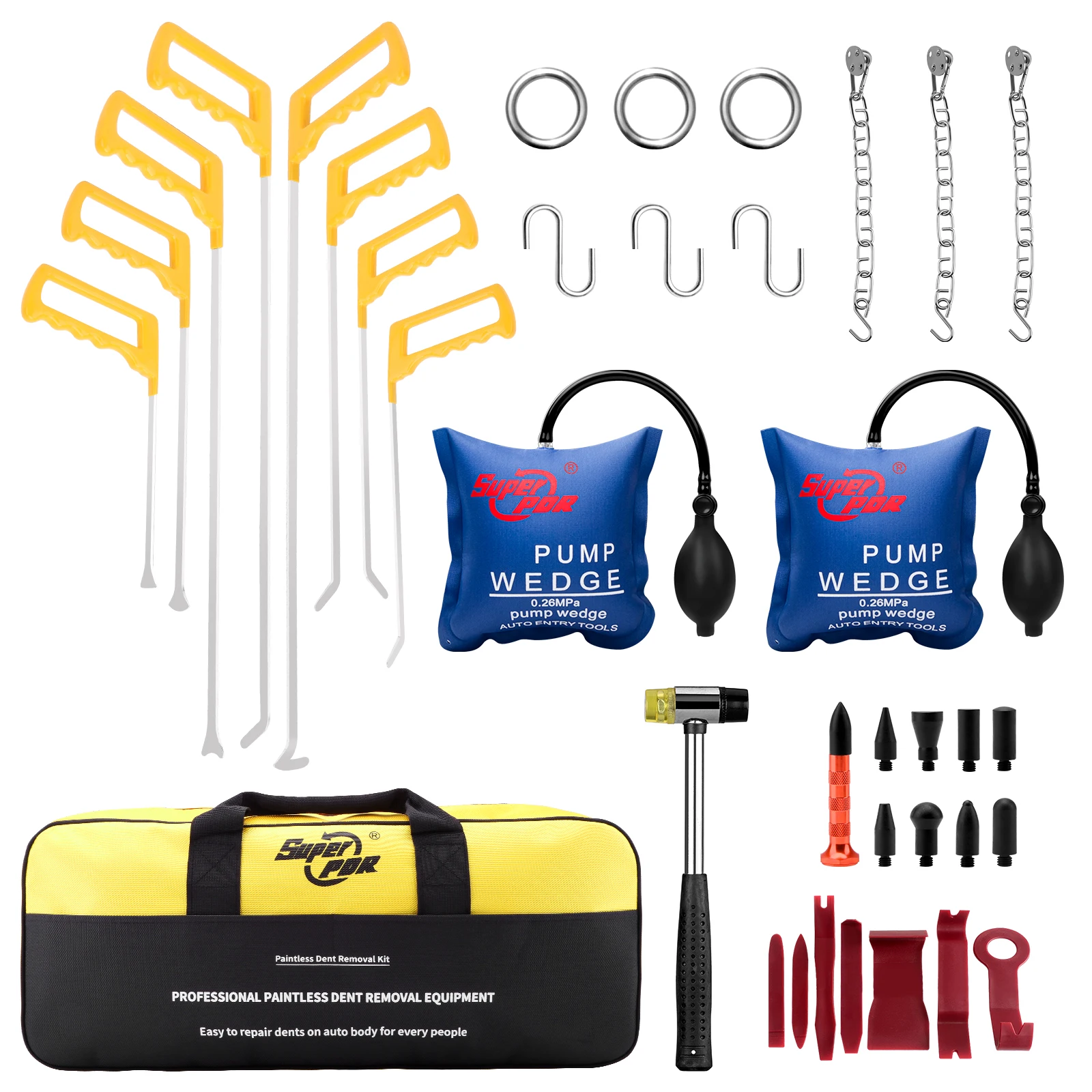 

Super PDR Professional Auto Push Rod Hooks Vehicle Paintless Dent Repairing Tools