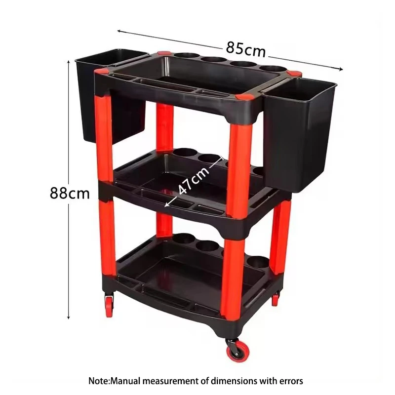 Auto Repair WashTool Storage Car Three-tier Trolley Car Mobile Repairer Multifunctional Mechanical Workshop Tools Shelf Layer