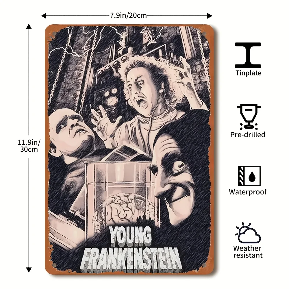 لوحة فنية جدارية معدنية من Young Frankenstein - لافتة قصدير قديمة مع تصميم شريط كوميدي كلاسيكي، متينة ومقاومة للطقس، مثالية ليف