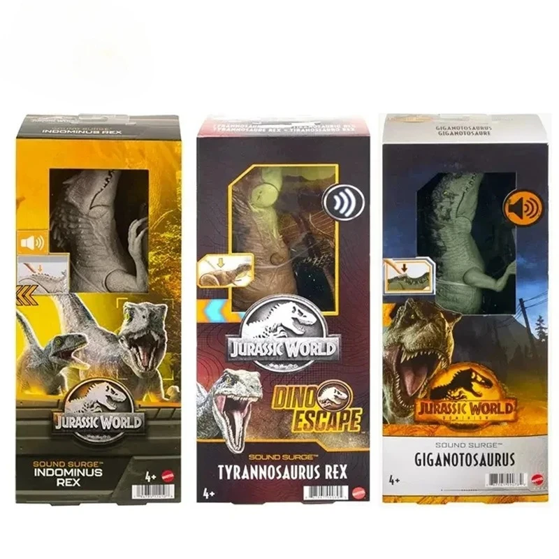 Original Jurassic World Dinossauros Brinquedos para Meninos, Sound Surge, Dino Escape, Action Figure Anime, Modelos Indominus-rex, Giganotosaurus