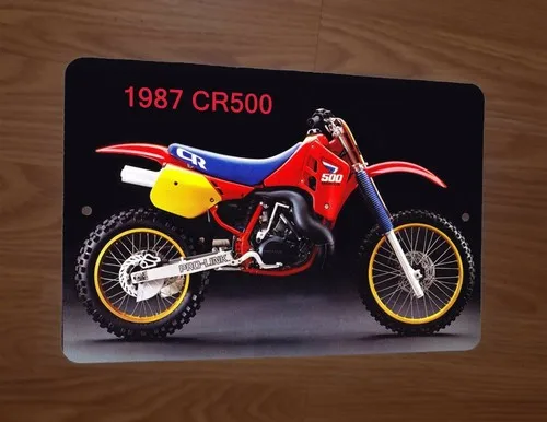 1987 CR500 Motocross Motorcycle Dirt Bike Photo  Metal Wall Sign