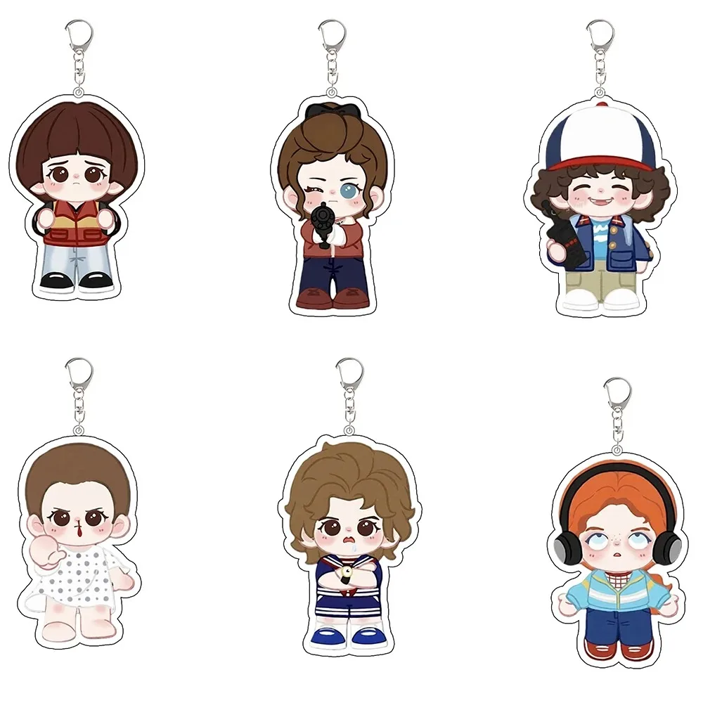 

For Acrylic Keychain Peripheral Max Dustin Eleven Steve Lucas Mike Will Nancy Q Version Cartoons Backpack Pendant Festival Gift