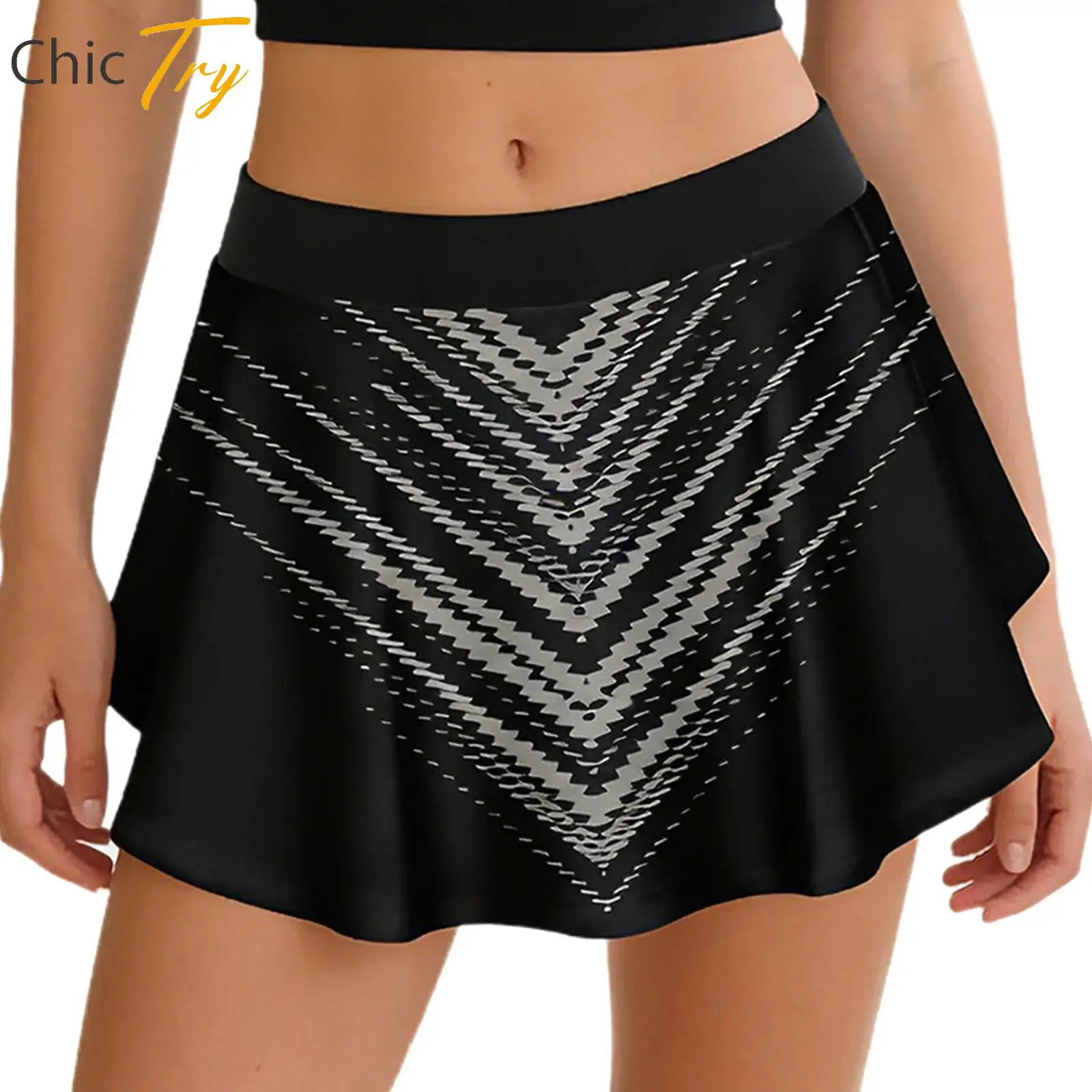 

Womens Stretchy Tennis Skirt Party Beachwear Badminton Athletic Bottoms Sides Split Miniskirt with Built-in Shorts Daily Wear