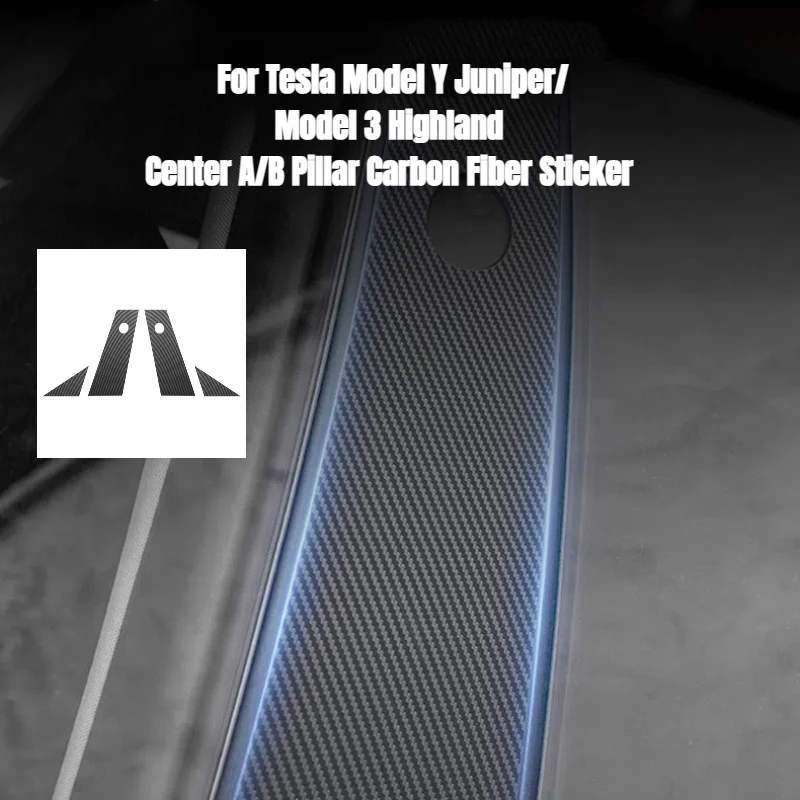 

Center A Pillar Carbon Fiber Pattern Sticker for Tesla Model Y Juniper/Model 3 Highland B Pillar Pvc Film Window Film 2020-2025