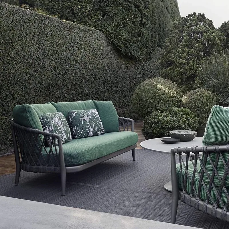 

Nordic Outdoor Aluminum Alloy Sofa High-end High-end Leisure Rope Chair Outdoor Courtyard Villa Garden with Coffee Table Sofa