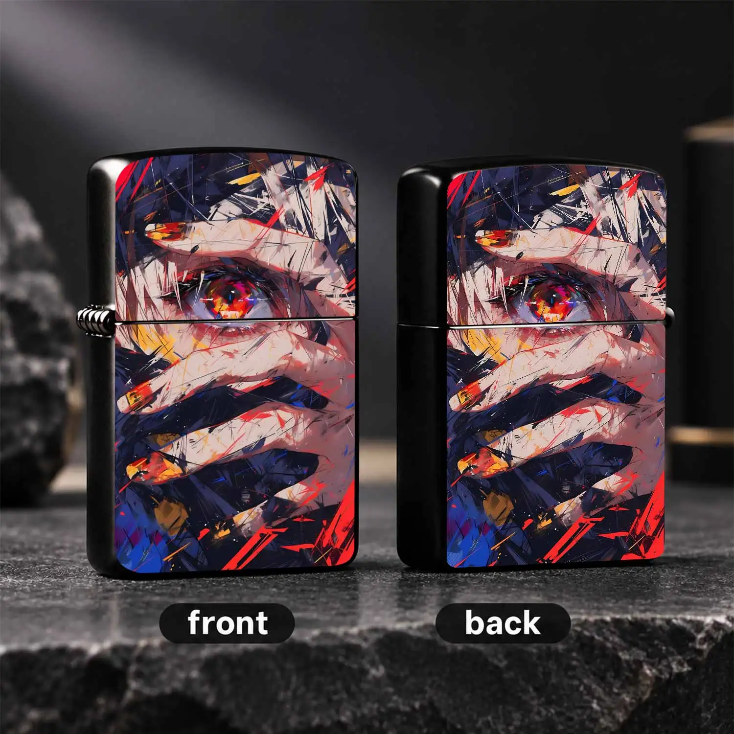 Trendy Abstract Colorful Eye Hand Art Pattern Portable Lighter, Stylish Avant-Garde Accessory For Daily Carry, Ideal For Outdoor Gathering Camping, Lighting Incense And Candles, Practical Versatile Gift Choice For All Scenarios A Humorous A