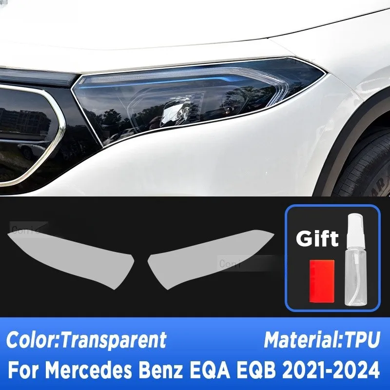 Car Headlight Protection Cover Transparent TPU Anti-Scratch Protective Film TPU Stickers For Mercedes Benz EQA EQB 2021-2024