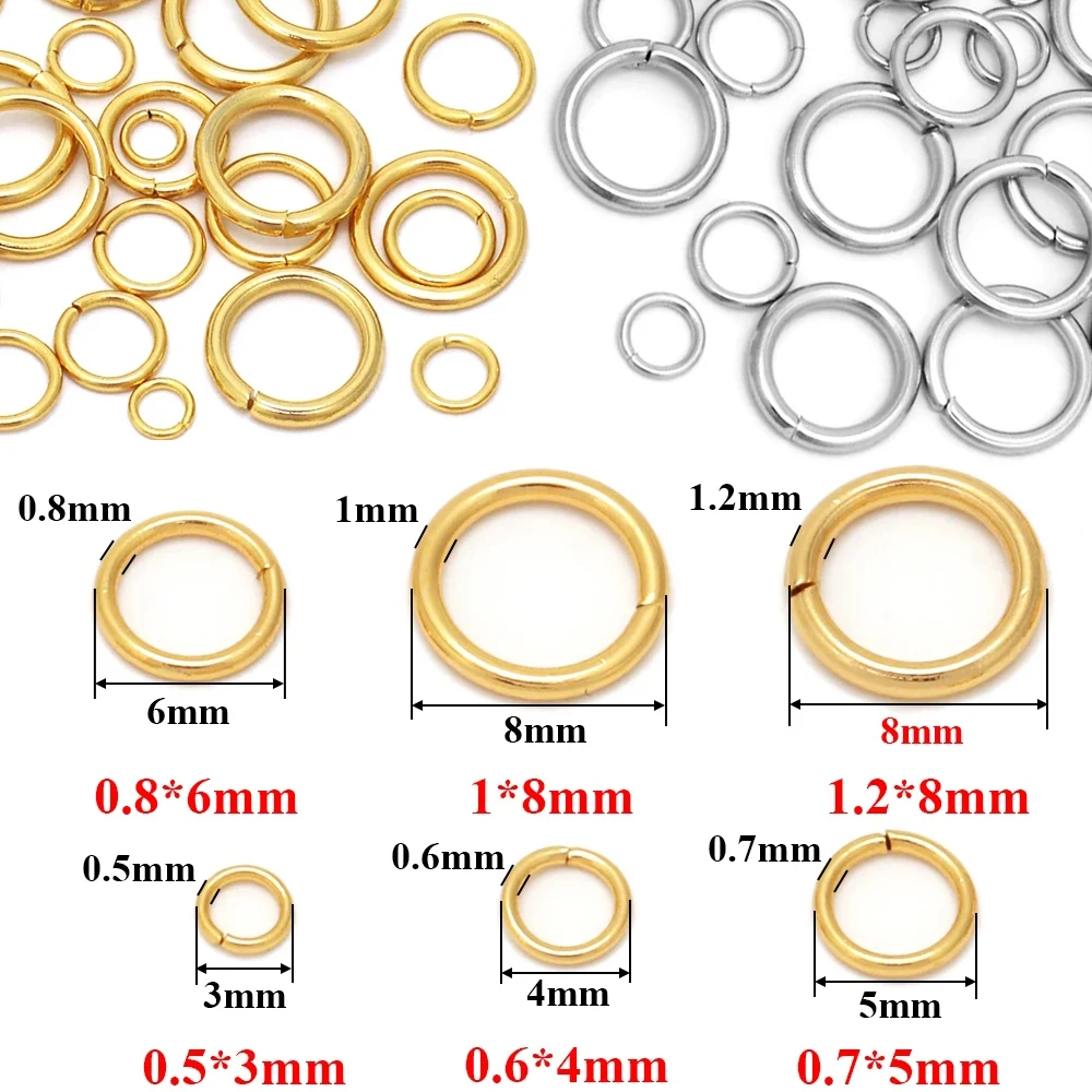 4mm 5mm 6mm 7mm 8mm Złote pierścienie skokowe ze stali nierdzewnej Otwarte złącza pierścieniowe do samodzielnego tworzenia biżuterii Artykuły hurtowe