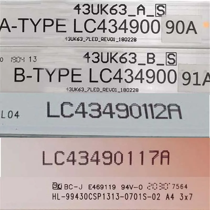 LED Backlight Strip For 43UM7020PLF 43UM7090PLA Bars For Innotek DRT 43inch 430MB_A-Type LED_ARRAY_Rev0.0 3PCM00790A Tapes