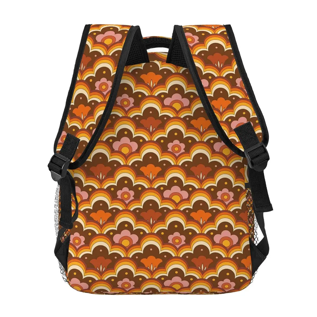 70s 60s ريترو مخدر زهرة السلطة ، الأزهار نمط حقيبة الظهر رائجة البيع Daypack سعة كبيرة الأطفال BookBag حقائب كتف #5