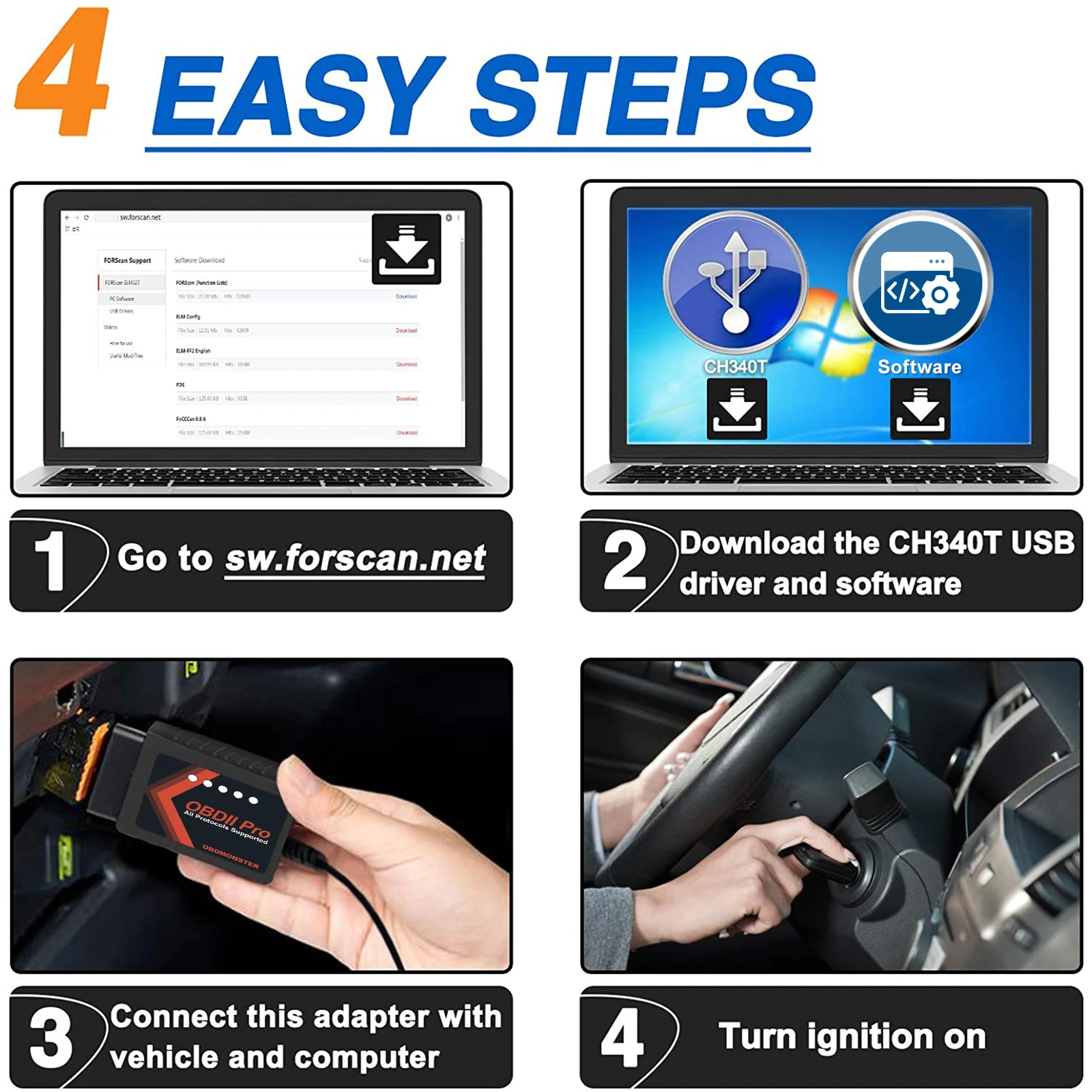 ماسح تشخيص OBD2 لبرمجة فورد ، Forscan ELM327 V1.5 ، رقاقة PIC18F25K80 مع إمكانية تبديل HS ، أداة تشخيص OBD2