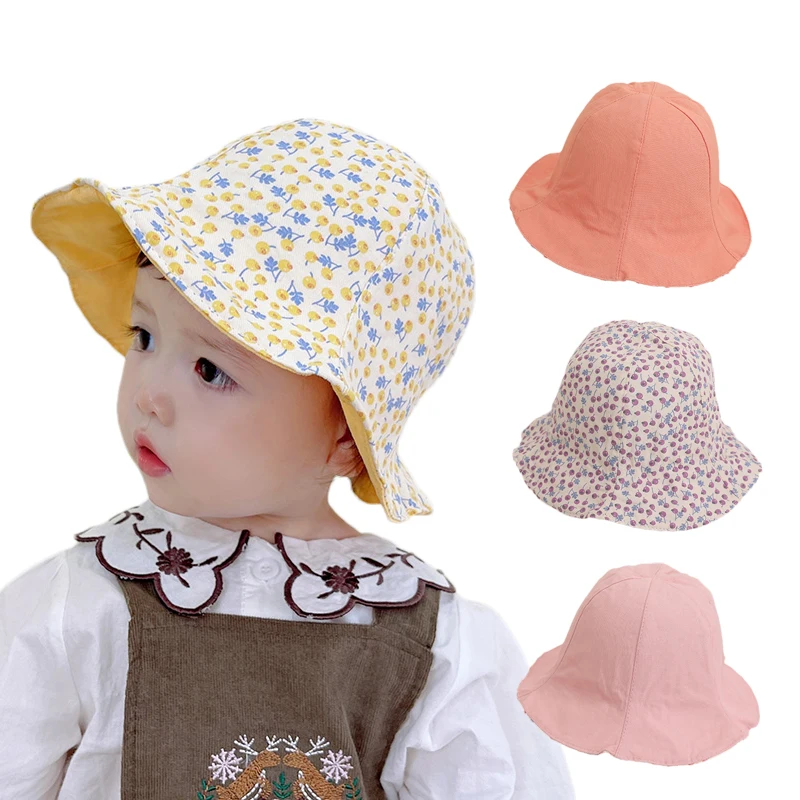 

Spring Baby Girls Hat Reversible Wear Beach Protection Sun Cap Fashion Bucket Hats Fashion Kids Fisherman Caps for 1-3 Years