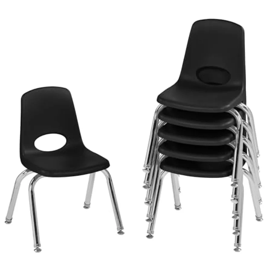 

FDP 12" School Stack Chair, Stacking Student Seat with Chromed Steel Legs and Nylon Swivel Glides For In-Home Learning or Class