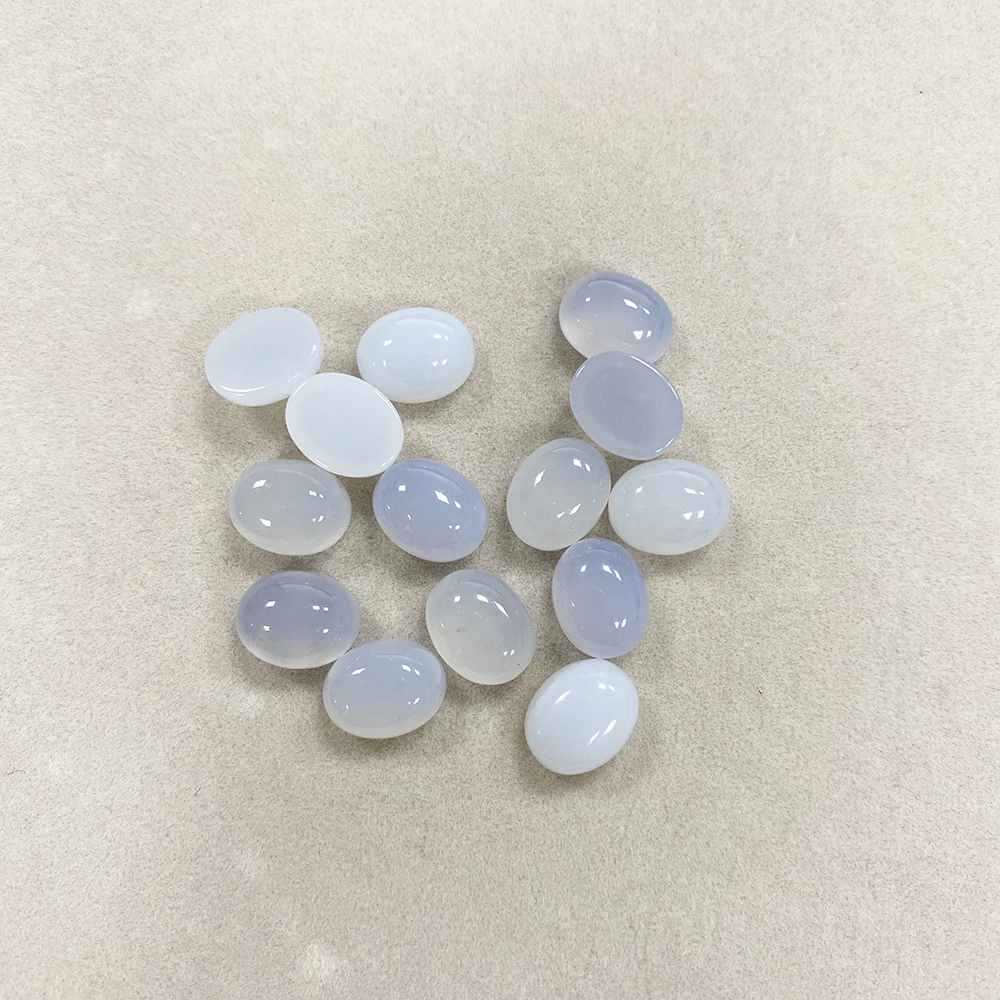 Factory Wholesale Brazilian Blue Agate Oval Cabochon Ice-Type Energy Stone Gem ​for Ring Earring Pendant DIY Jewelry Accessories