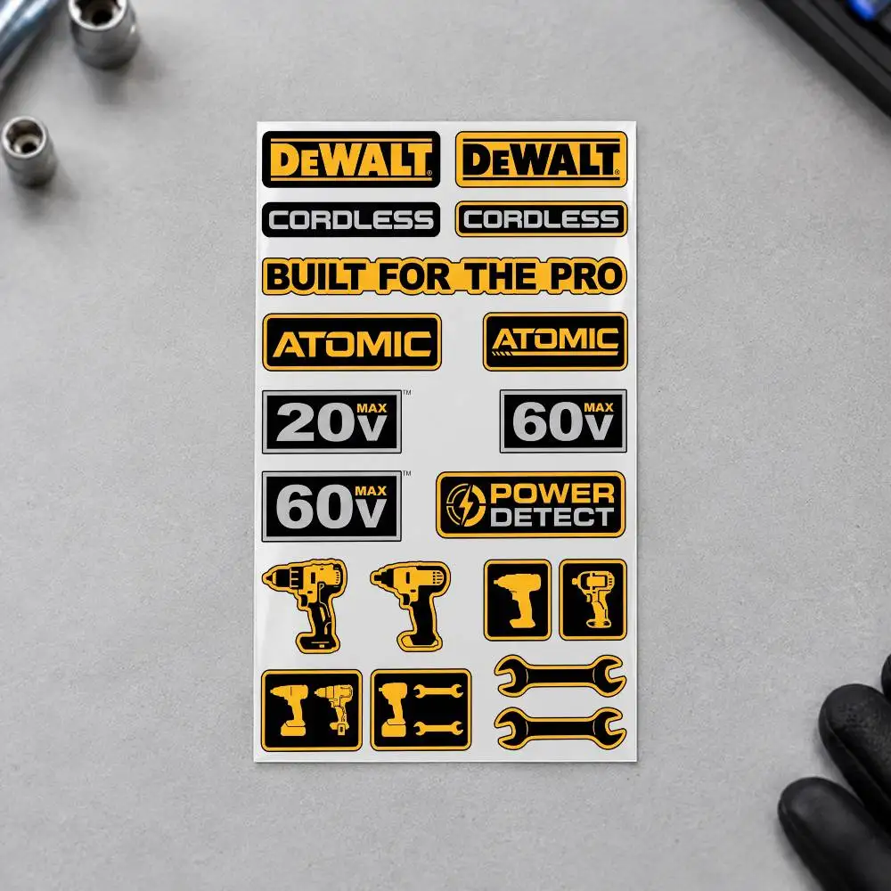 D-DEWALT Motorcycle Decal Sticker Kit Reflective Graphics For Helmet Tank Fairing Body Custom Bike