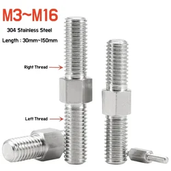 1~5pc M3M4M5M6M8M10M12~M16 Stainless Steel Left&Right Thread Double End Thread Rod Positive&Negative Thread Bar Stud Bolts Screw