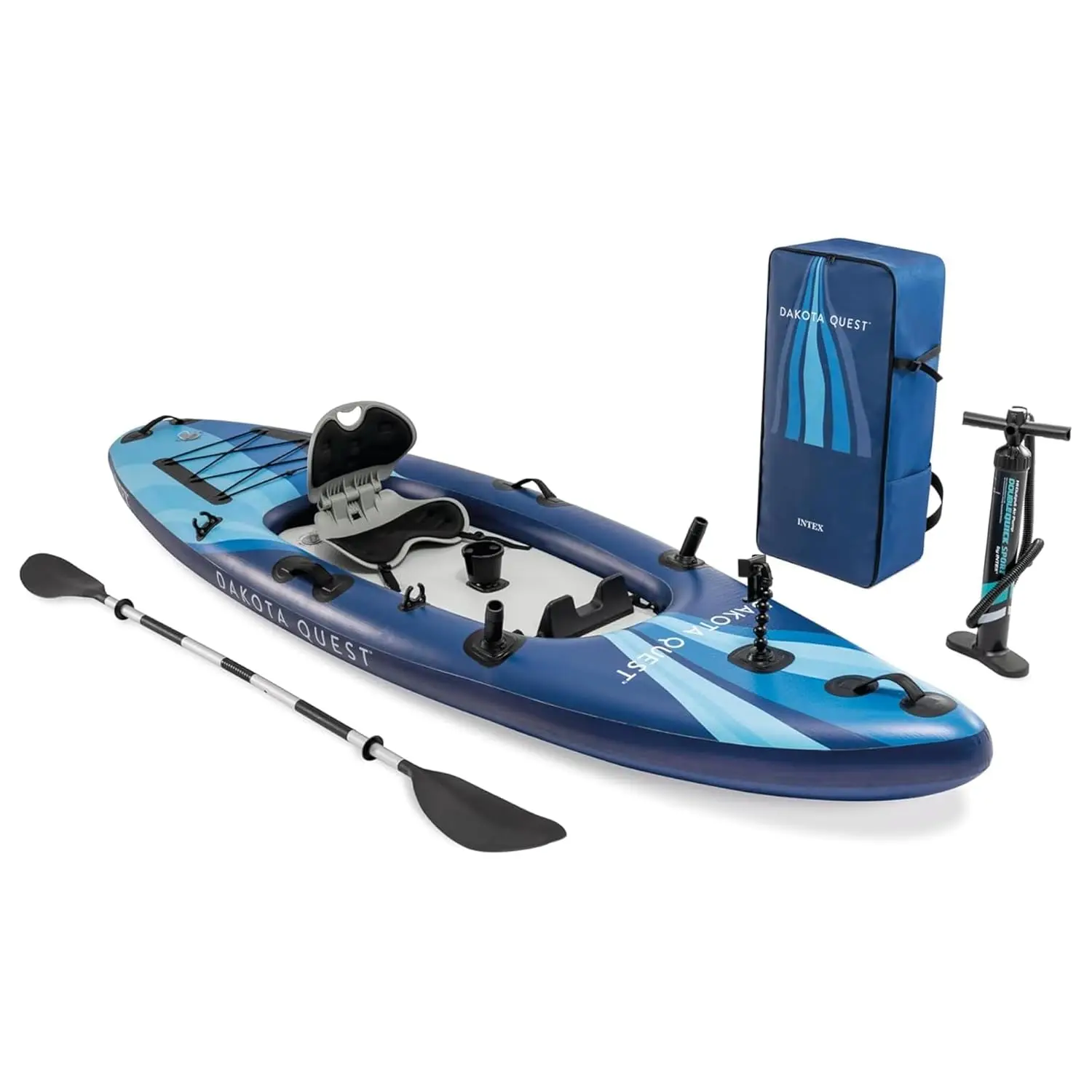 68245EP 10.5ft Dakota Quest Sit-On-Top Inflatable Kayak, Kayak Folds into Backpack, 352lbs Capacity, Hand Air Pump,, Custom