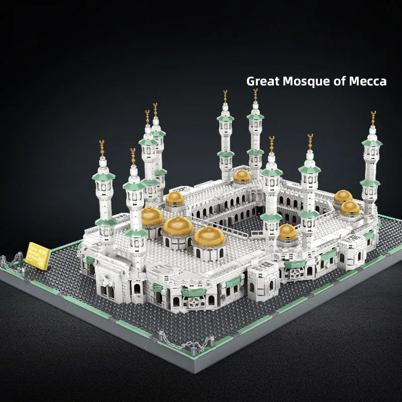 Creatieve Islam Beroemde Architectuur Bouwstenen Grote Moskee Van Mecca Saoedi-Arabië Model Baksteen Speelgoed Collectie Voor Geschenken