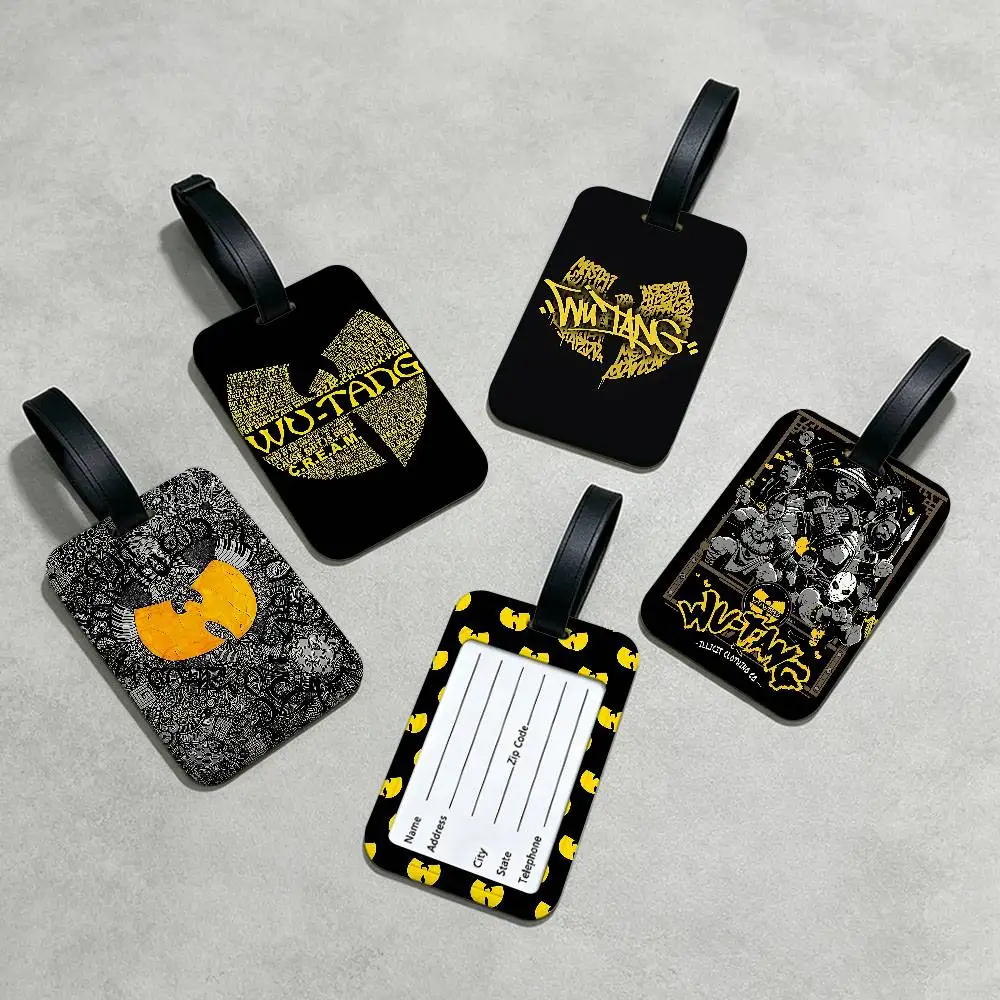 WU-T--TANGs CLANs band PVC Waterproof Luggage Tag Anti lost Information Card Cover For Student Bag Travel Suitcase