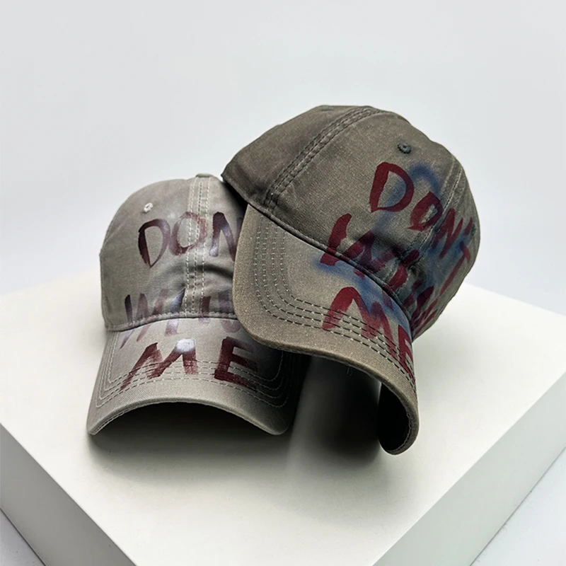 New Unisex American Style Graffiti Letters Baseball Hats Breathable Retro Sunshade Hip Hop Peaked Caps Versatile Fashion Niche