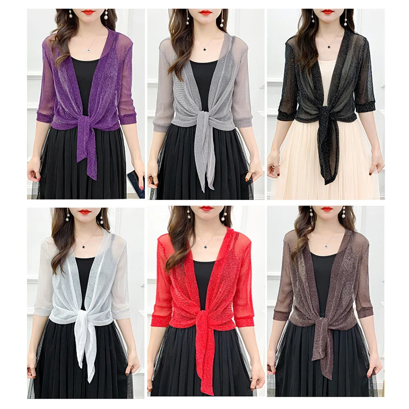 Stylish Jacket Cardigan Half Sleeve Front Lace-up Coat Ladies Thin Sunscreen Short Jacket Mountaineering Scarf Christmas Gifts