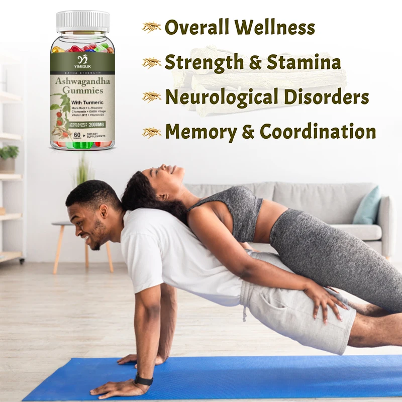 Ashwagandha Gummies Relieve Stress Enhances Immunity Help Sleep Man & Woman Hormones Endocrine Regulatio