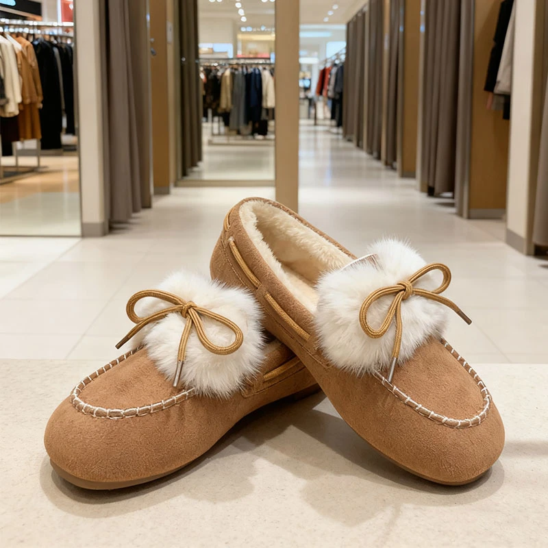 

Large Rubber Short Sleeve Women'S Snow Boots, Round Toe, Low Heel, Suede Boots, Artificial Short Plush