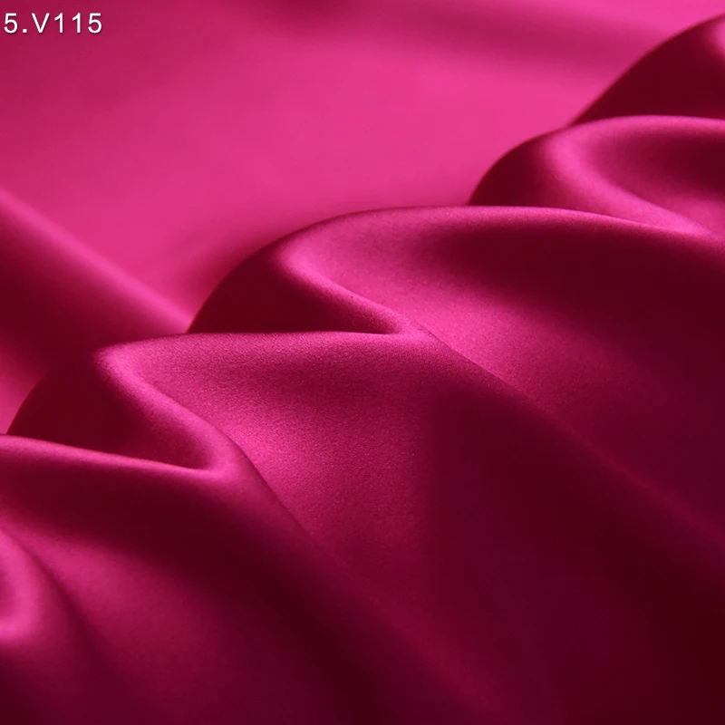 HYSK 100% silk satin fabric pink red coral maroon wine color soft glossy double sided comfortable material for sleepwear robes