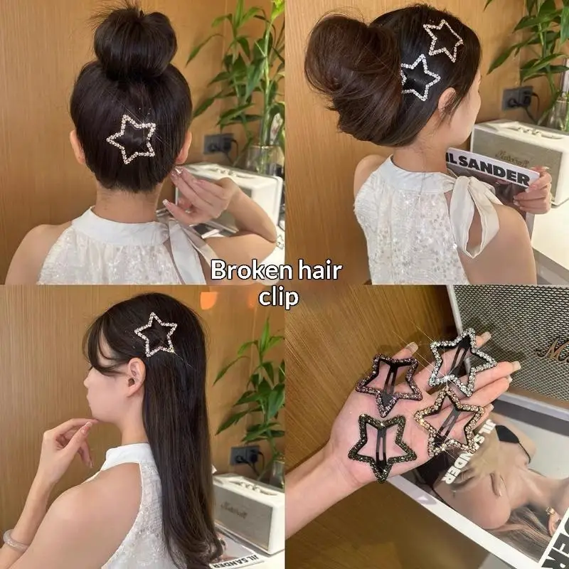 Lot de 4 pinces à cheveux étoile diamantées avec strass brillants, design BB Clip, plusieurs couleurs, pour usage quotidien et fêtes, accessoire capillaire