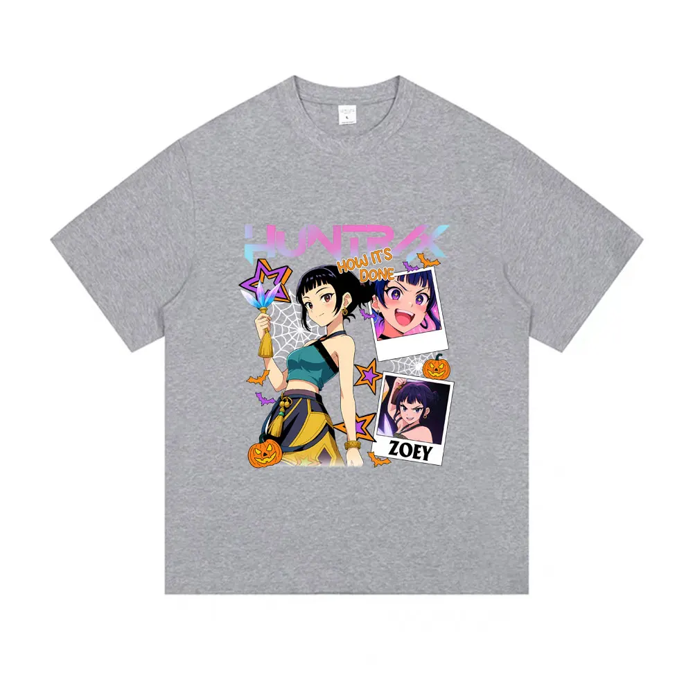 Kpop شيطان الصيادين زوي الجرافيك تي شيرت الذكور عيد الميلاد هالوين نمط الشارع الشهير الرجال المرأة عادية لينة القطن تي شيرت بلايز #5