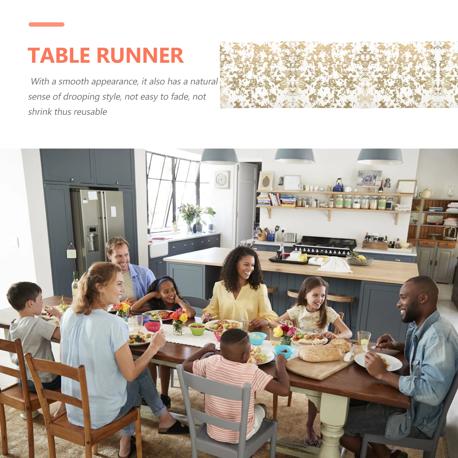 

1pc Runner Polyester Wedding Bridal Shower Glitter Tablecloth Fall Runner Floral Wrapping Reusable Sequin Bronzing