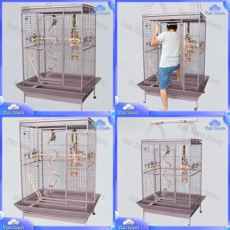 Extra Large Metal Bird Cage for Large Luxury Villa Parrot Cage Horizontal Silk Breeding Cage for Gray Parrot Spacious Aviary