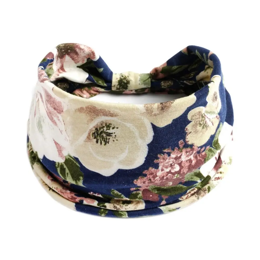 

Elastic Turban Headwear Bohemian Headband Cotton Stretch Wide Yoga Hair Band Fashion Vintage Knot Hair Accessory For Dance Biker
