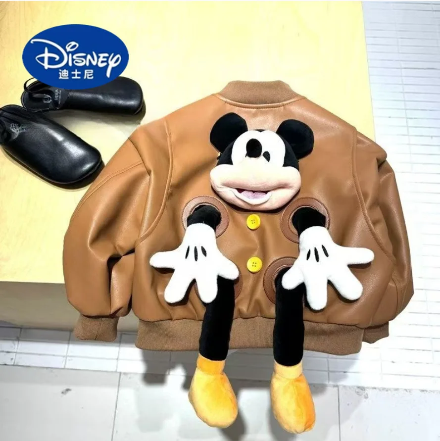 

2025 Disney Mickey Leather Jacket 2025 | Korean Style Autumn Coat, Cartoon Print