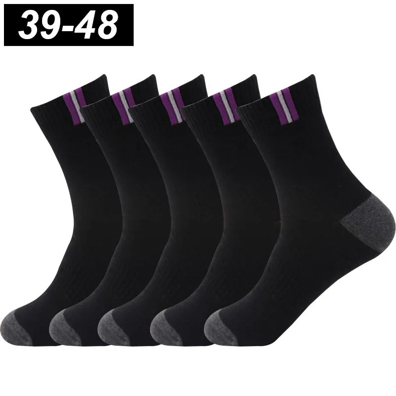 

5Pairs/lot Men's Socks Cotton Autumn Winter Black Business Long Socks Breathable High Quality Plus size New Male Socks EU40-48