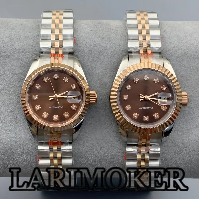 LARIMOKER 26mm 28mm Women's Mechanical Automatic Watch NH05 Movement Brown Dial Silver Gold Rose Gold Markers Sapphire Crystal