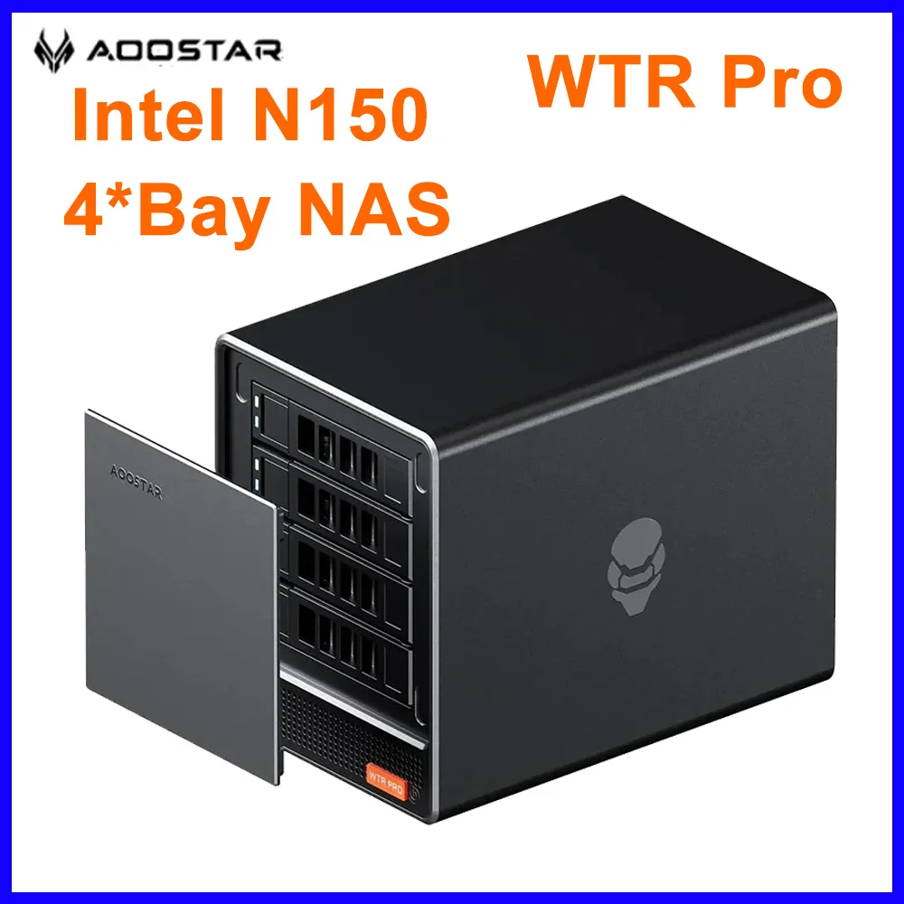 كمبيوتر صغير WTR PRO Intel N100 N150 DDR4 3200 ميجا هرتز يدعم 2.5/3.5 بوصة HDD * 4 M.2 2280 NVMe سطح المكتب NAS 2.5G LAN ألعاب مكتب لتقوم بها بنفسك كمبيوتر