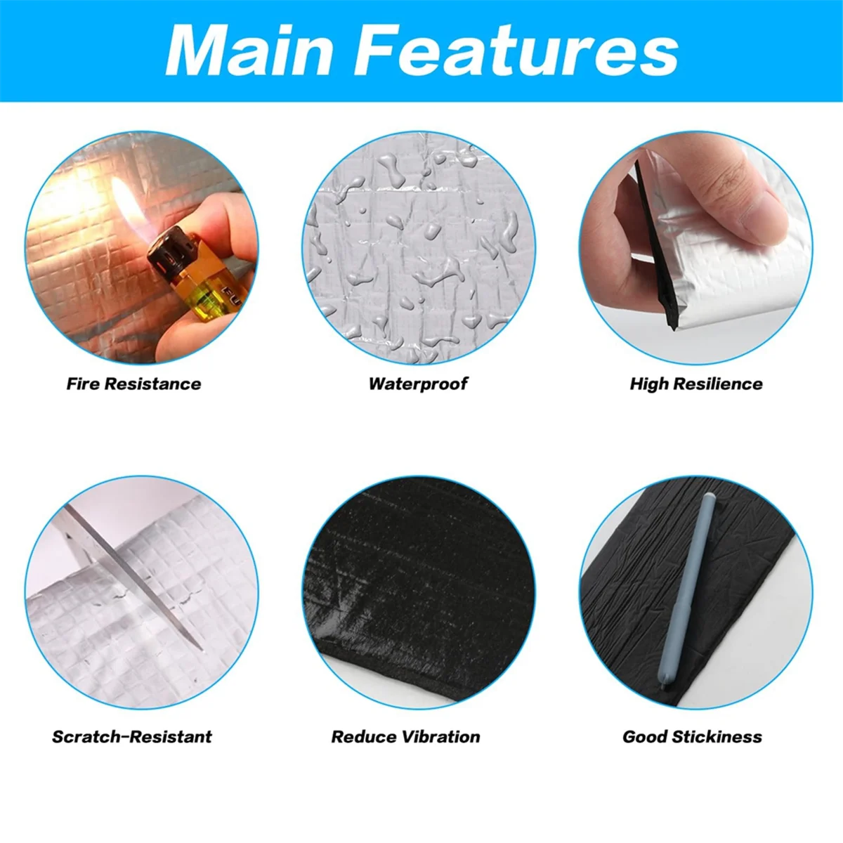 A002 10pcs Insulation Mat Car Sound Insulation Mat Self-Adhesive Insulation Mat Sound Insulation Mat Car Waterproof Fireproof