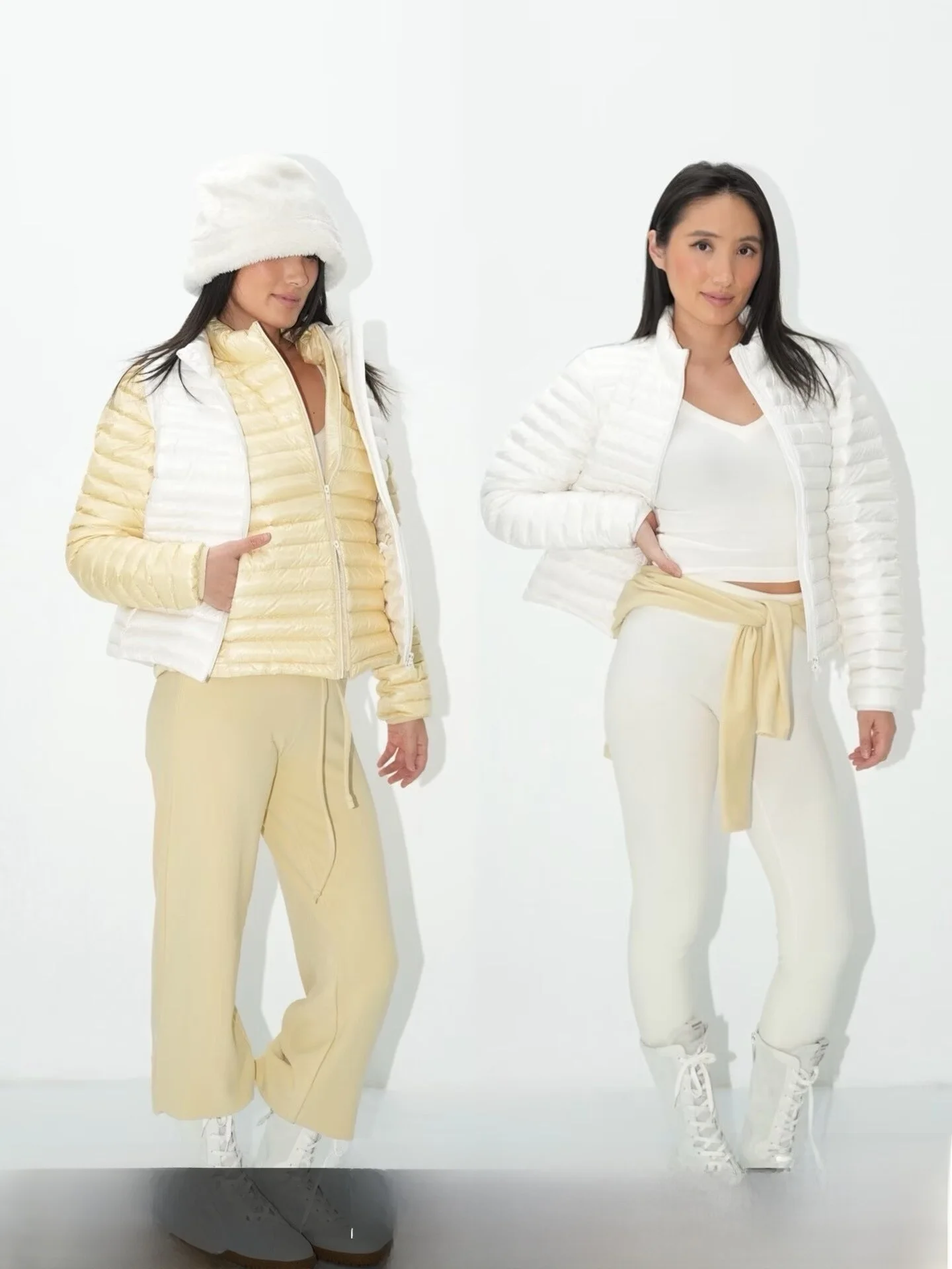 

WellD Women's ort down Jaet Zipper Closure Layering Padded Ribbing Waist Cinching Dual Head Zipper Fall Winter Coat