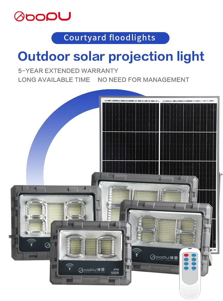 Hot Sale High Bright 7500K Solar Flood Light 4-in-1 Sensor Adjustable 3-6M Height Die-Cast Aluminum 5Y Warranty