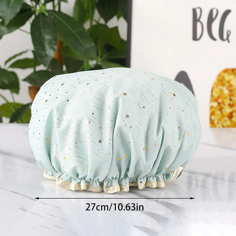 

Водонепроницаемая душевая шапка, двухслойный эластичный чехол для душа, женские принадлежности для кухни, ванной, шапки для шампуня, головной убор для купания