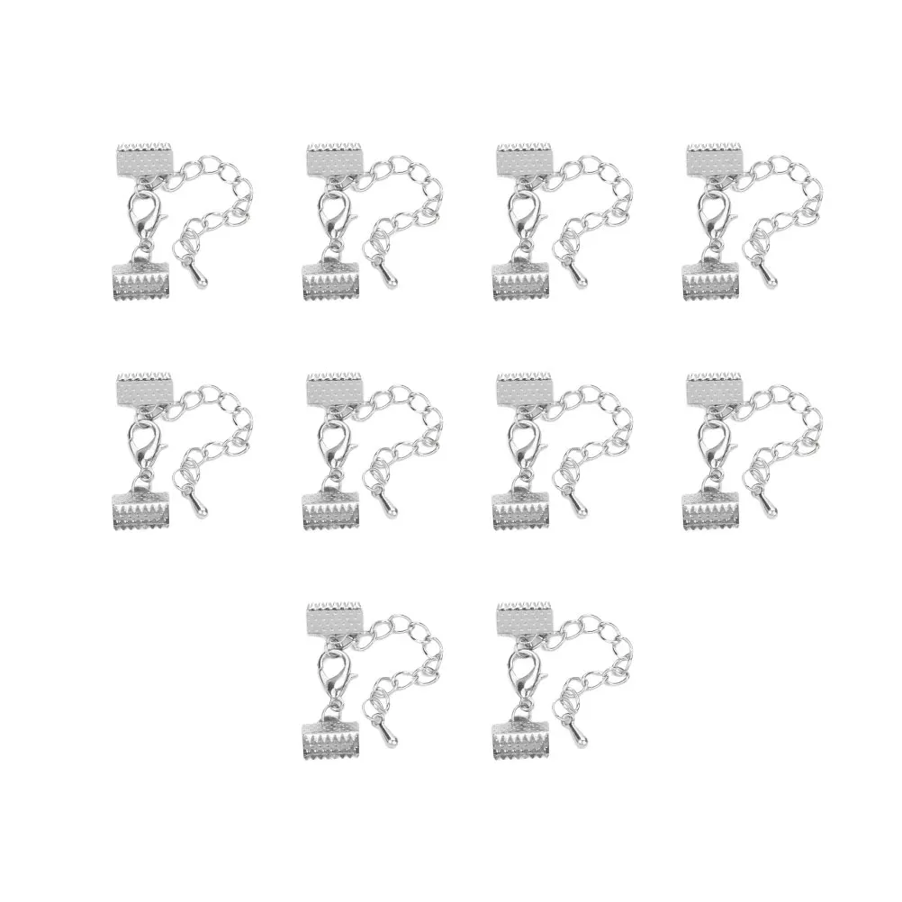 

10 Pcs Rope Clip Fastener Clasps Jewelry Making Plated Ribbon Ends Cord Buckle DIY Charm
