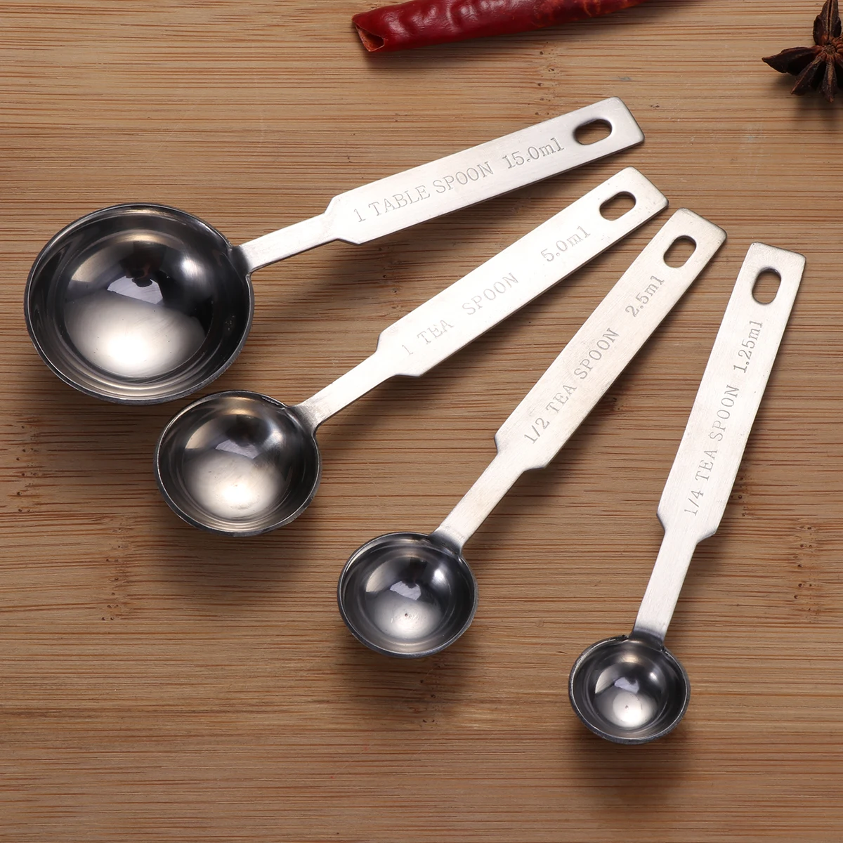 

4Pcs Stainless Steel Measuring Spoons Set Baking Cooking Kitchen Utensils for Dry Liquid Ingredients 15Ml 50Ml 25Ml 125Ml with