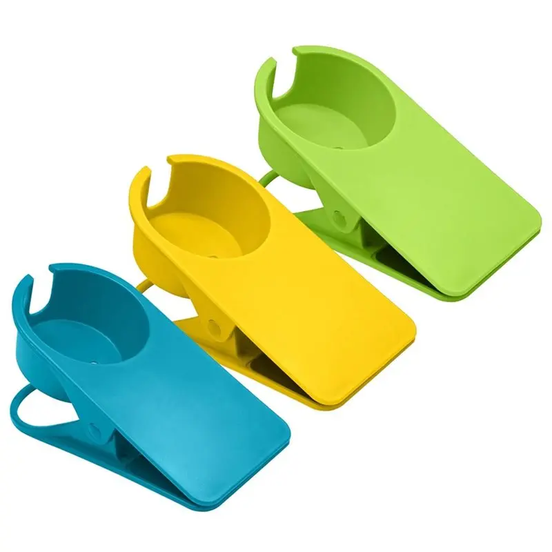 ABUH-Drinking Cup Holder Clip With Side Hole(3-Pack), Desk& Chair Mounting For Water Bottle, Beverage Container