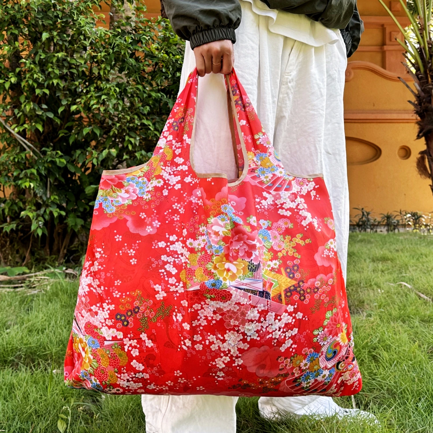 حقيبة أمتعة السفر، حقيبة أمتعة السفر، قابلة للطي وإعادة الاستخدام، سعة كبيرة، صديقة للبيئة، حقيبة تسوق خفيفة الوزن، نمط مطبوع، حقيبة أمتعة على طراز التخييم في الهواء الطلق